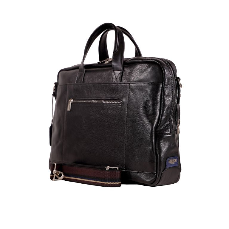 Chiarugi Leather Briefcase with Front Pockets