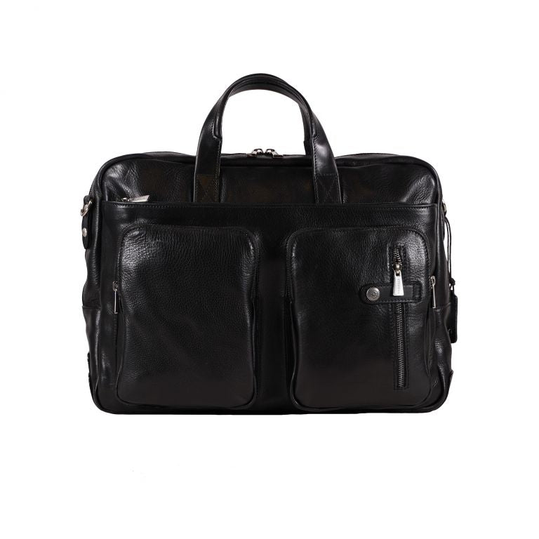Chiarugi Leather Briefcase with Front Pockets