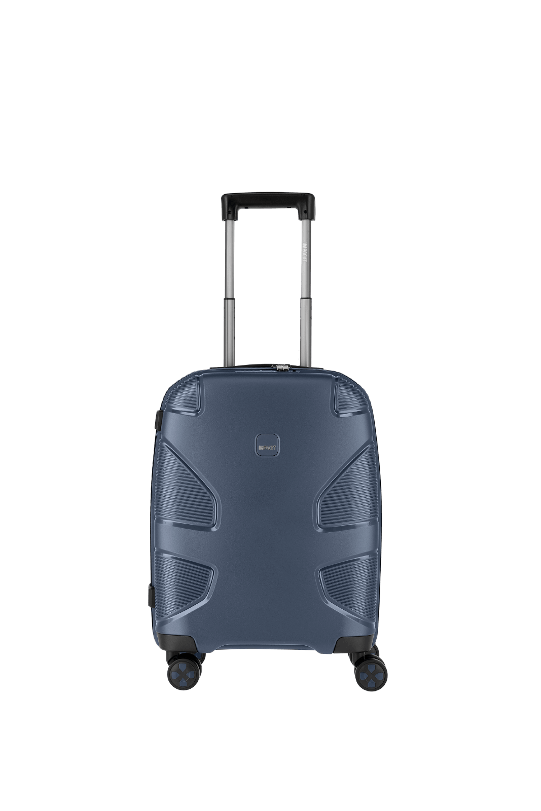 Trolley rigido blu da 55 cm Impackt Small, con porta USB integrato, realizzato in polipropilene riciclato al 46% e tessuto 100% poliestere riciclato, 100% vegan