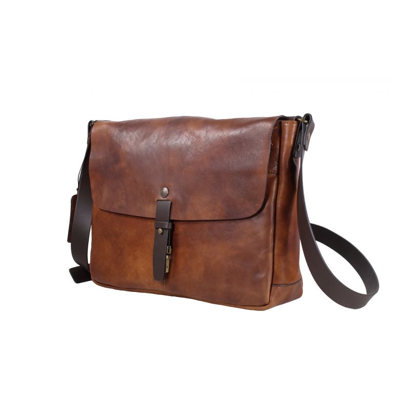 Chiarugi Leather Briefcase with Front Pockets