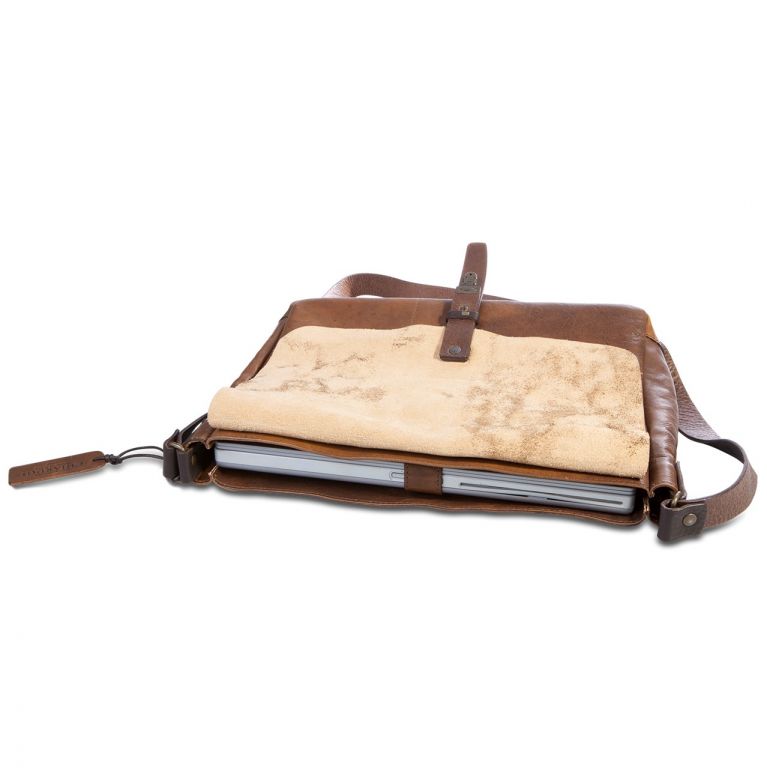 Chiarugi Leather Briefcase with Front Pockets