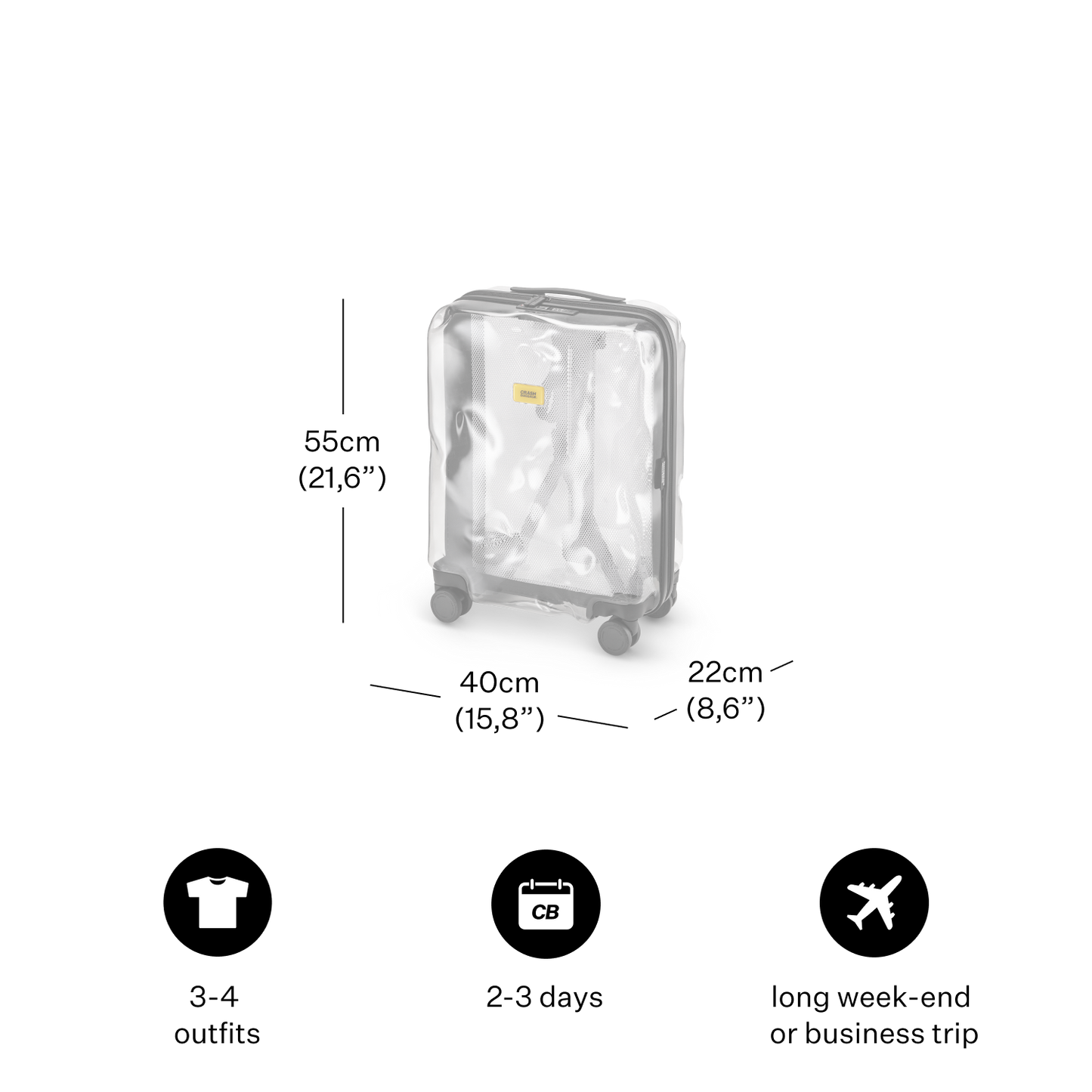 CRASH BAGGAGE TRANSPARENT small dented suitcase