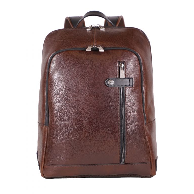 Zaino Chiarugi per laptop in pelle marrone