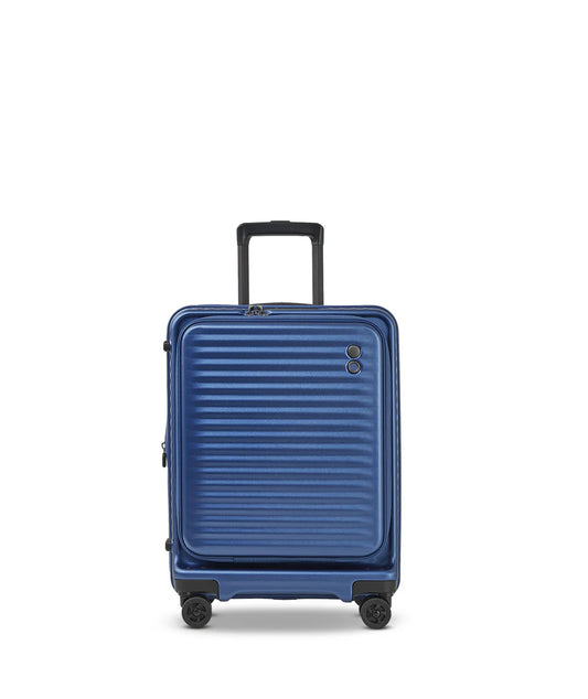 Trolley cabina Echolac Celestra FA da 55 cm in policarbonato blu, espandibile, con ruote Hinomoto e chiusura TSA.