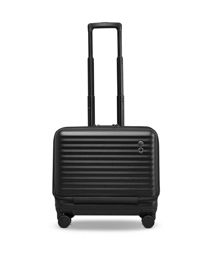 Trolley rigido nero Echolac Celestra PilotPro da 43 cm con scomparto laptop 17", 4 ruote silenziose e chiusura TSA.