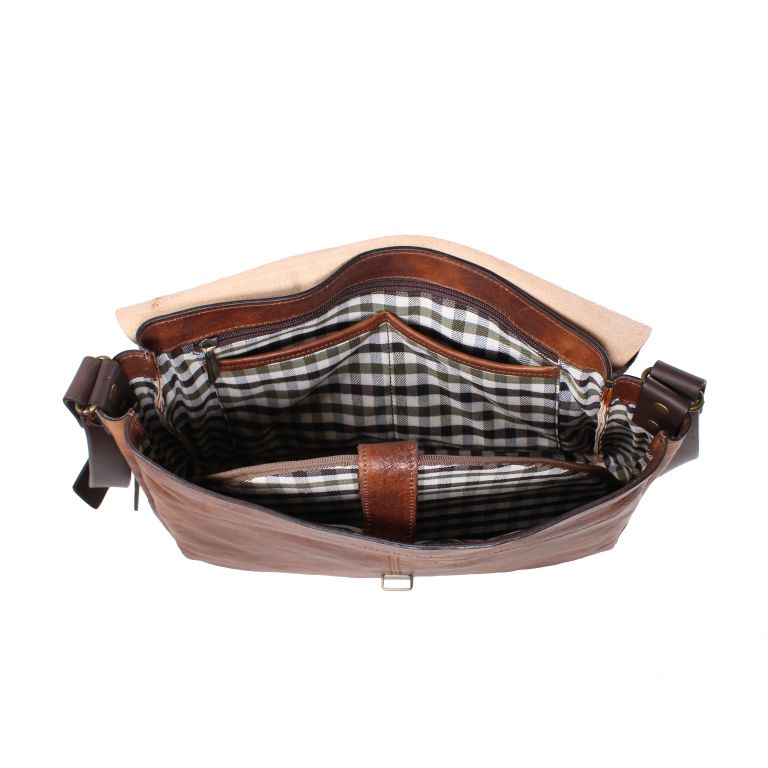 Chiarugi Leather Briefcase with Front Pockets