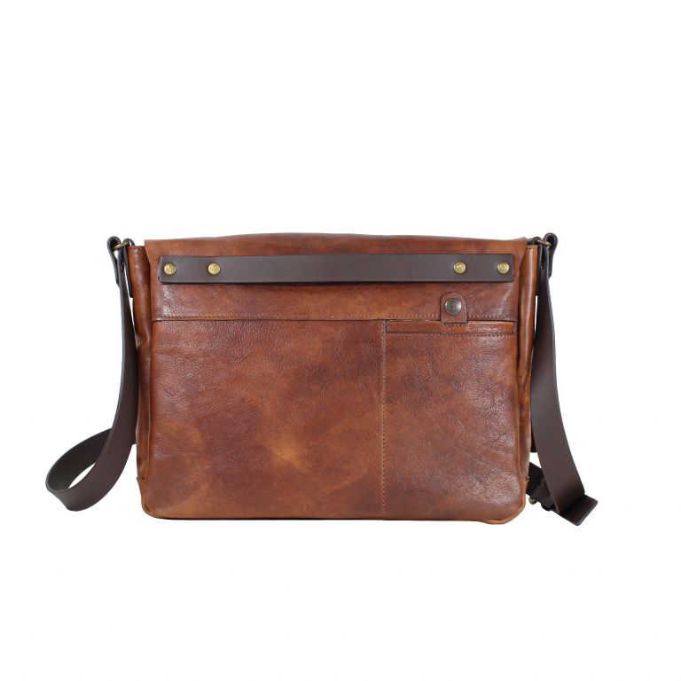 Chiarugi Leather Briefcase with Front Pockets